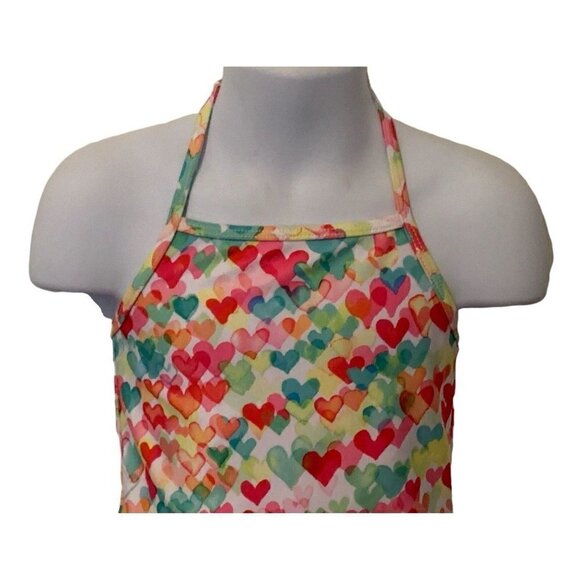 Kate Mack Girls Halter Top Swimwear Size 2T/2Y Ruffle Bottom Multicolor Hearts - Picture 3 of 10
